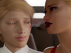 3d animation big-tit milf suggests fucking in car at parking she climbs on top then guy takes her doggy style