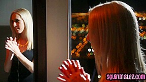 Horny blonde squirting while fingering