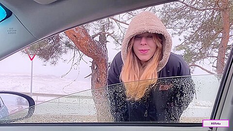 A Village Hitchhiker Girl Pays For His Fare In Kind