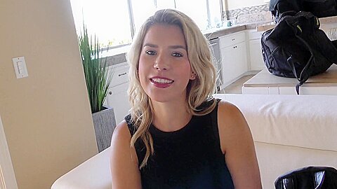 Intense Couch Fuck With Tan Line Perky Tit Blonde