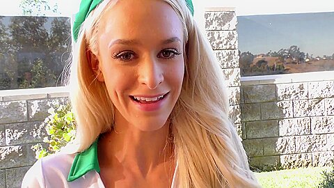 Blonde Girl Scout Lets Lucky Older Guy Taste Her Cookies