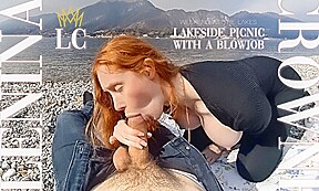 Lakeside Picnic With A Blowjob - Outdoor Redhead Blowjob