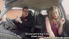 Horny driving student deepthroating