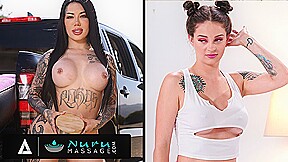 NURU MASSAGE - Hot TATTOOED BABES Battle COMPILATION Between Lacey Jayne And Maddy May