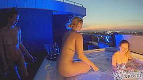 Hot Summer Nights 3 Gorgeous Models Lea Rebeka Ruby And Melonie Lesbian Splashing And Touching