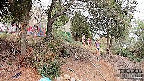 Kristina Melonie And Rebeka Ruby Naughty Girls Naked Outdoors In The Forest Touching Themselves