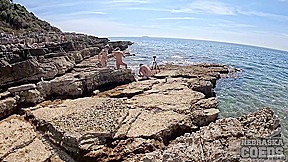 Gabriela Lati Dora And Sam Big Boobs Having Naked Fun On A Nude Beach Playing On Vacation