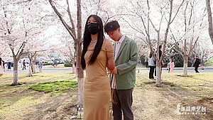 Crowded Festival Live With Cherry Blossom