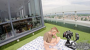 Double Dildo Lesbian Sex Outdoors Oily Sunbathing Models Sofie And Ingrida